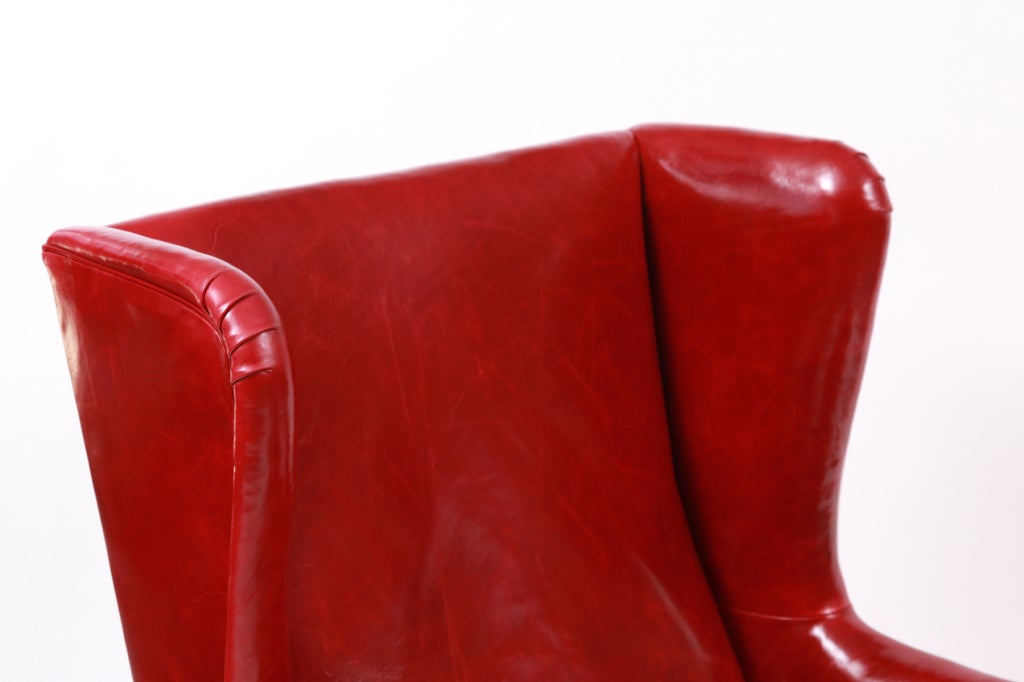 Danish Illums Bolighus Leather Wingback  Chair and Ottoman
