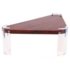 Rosewood & Lucite Freeform Cocktail Table