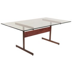 Milo Baughman Bronze & Rosewood I Beam Dining Table 9