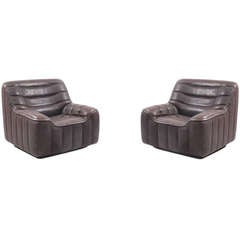 Handsome Pair of De Sede Leather Club Chairs