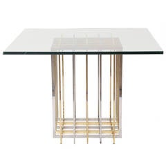 Vintage Brass and Chrome Collapsible Dining Table by Pierre Cardin