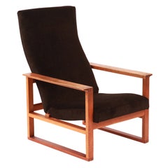 Børge Mogensen Adjustable Oak and Mohair Lounge Chair