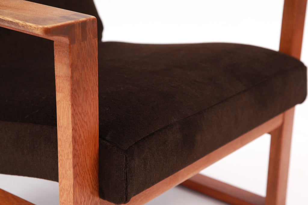 Danish Børge Mogensen Adjustable Oak and Mohair Lounge Chair