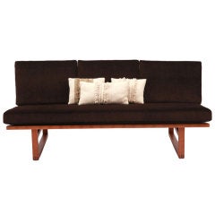 Borge Mogensen Oak Chocolate Brown Mohair and Leather Loveseat 5