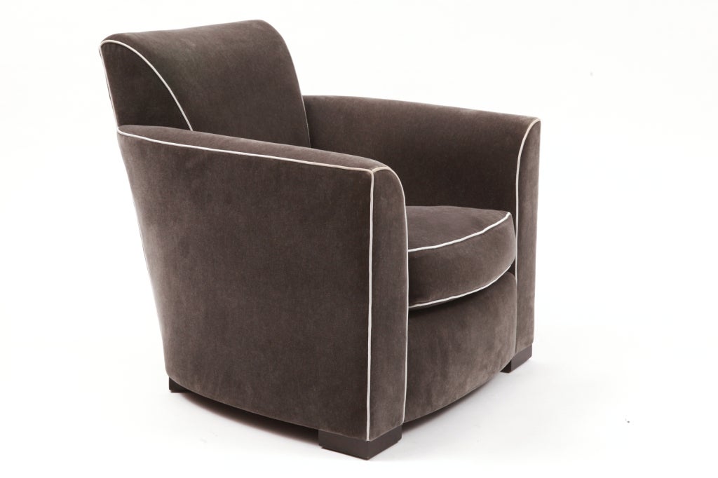American Lovely Mohair Lounge Chair & Ottoman by Donghia