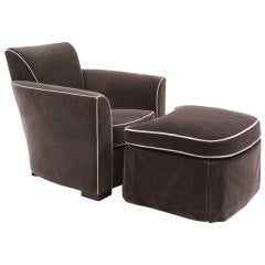 Lovely Mohair Lounge Chair & Ottoman by Donghia