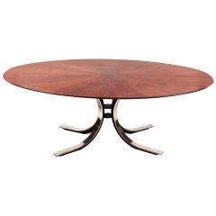 Vintage Osvaldo Borsani Walnut & Sculpted Steel Dining Table