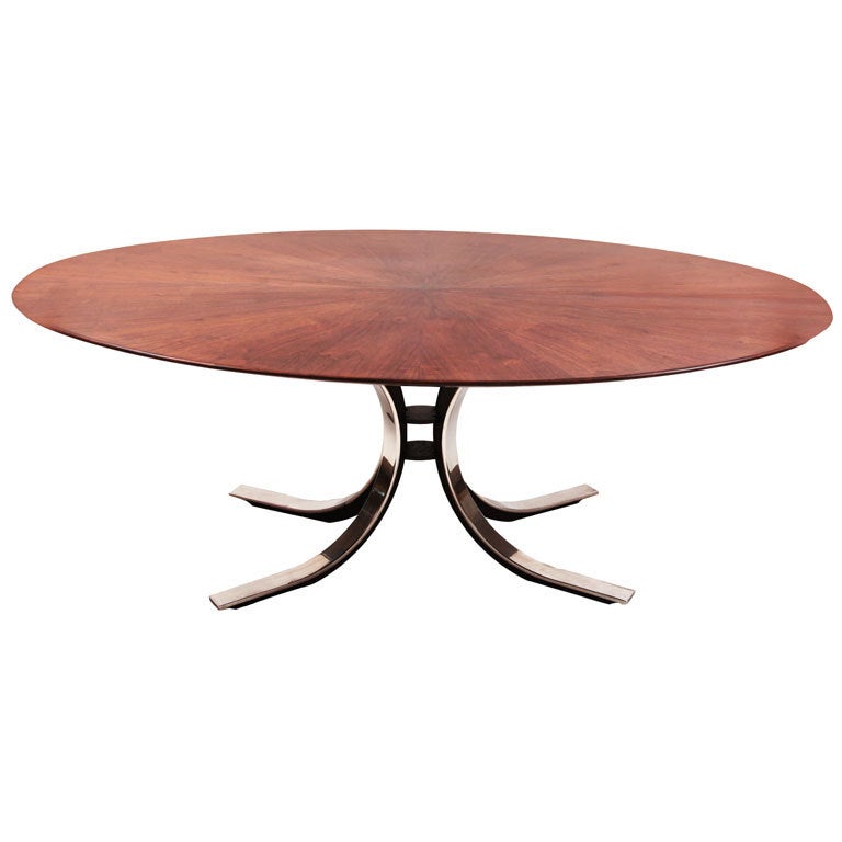 Osvaldo Borsani Walnut & Sculpted Steel Dining Table