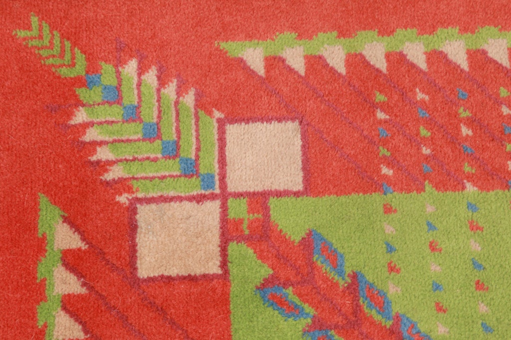 Rare Frank Lloyd Wright for the Arizona Biltmore Hotel carpet runner circa 1970's. This example has granny smith apple greens, blues maroons and Wrights famous red.