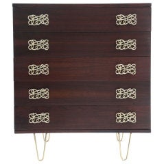 Striking Walnut & Brass Highboy