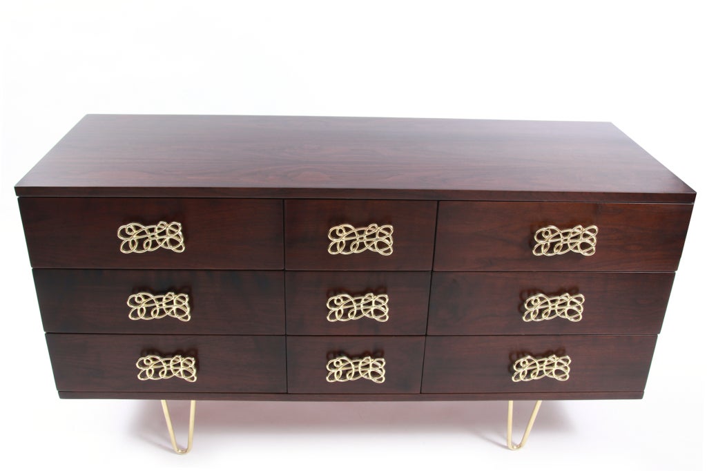 American Striking Walnut & Brass Chest of Drawers