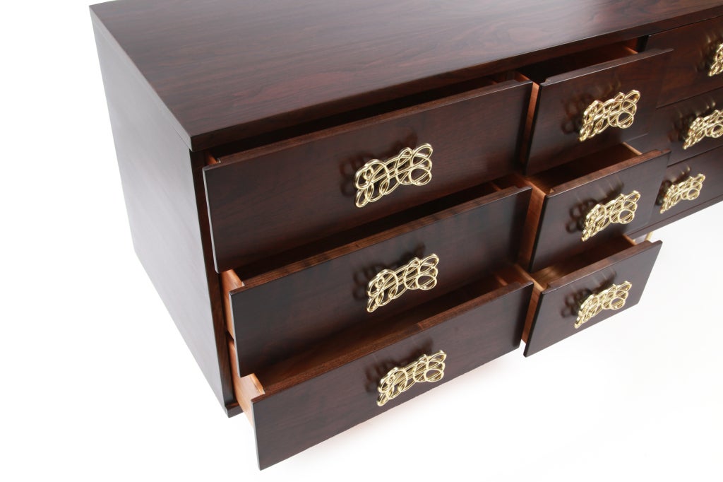 Striking Walnut & Brass Chest of Drawers 1