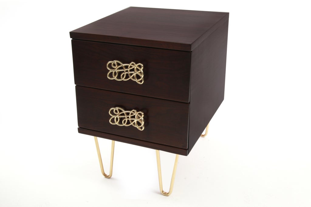 Striking Walnut & Brass Chest of Drawers 5