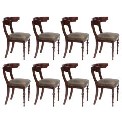 Eight Incredible Mahogany & Leather Klismos Dining Chairs