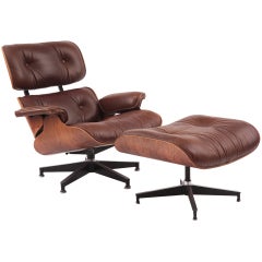 Custom Cocoa Leather & Rosewood Eames 670 Chair & Ottoman