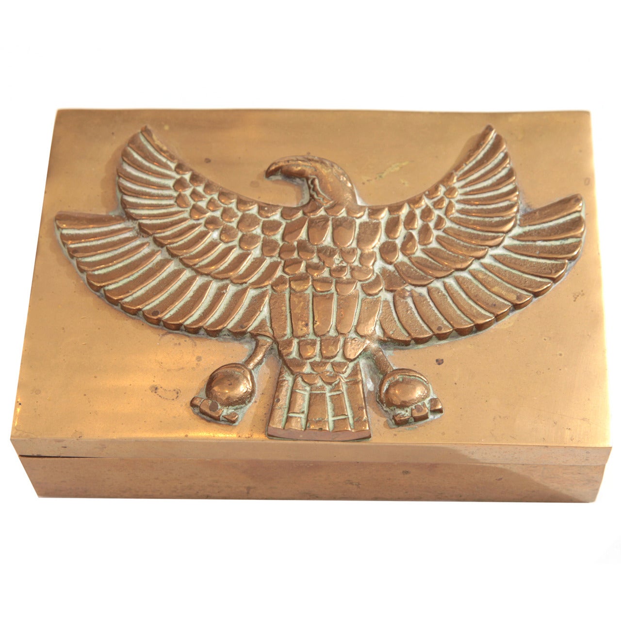 Solid Brass Jewelry Box with Eagle Motif