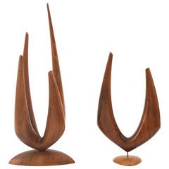 Fabulous Pair of Tapered Walnut Sculptures by Criss