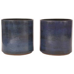 Pair of Large Scale Glazed Planters by Gainey