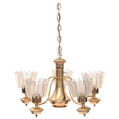 Brass & Glass Chandelier after Barovier Toso