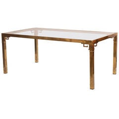 Patinated Brass and Glass Dining Table by Mastercraft