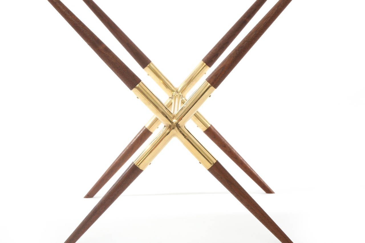 Italian Occasional Table from Italy in Walnut and Brass, 1950s For Sale