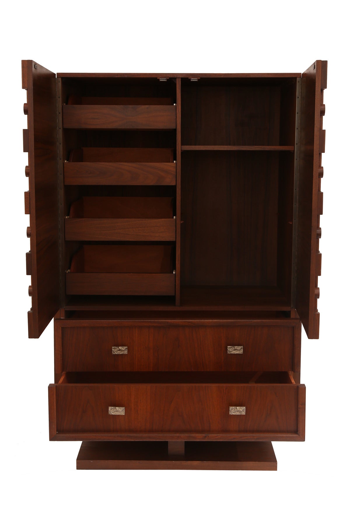 Highly Sculptural Walnut and Aluminum Highboy