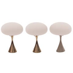 1960s Glass Mushroom Laurel Table Lamps