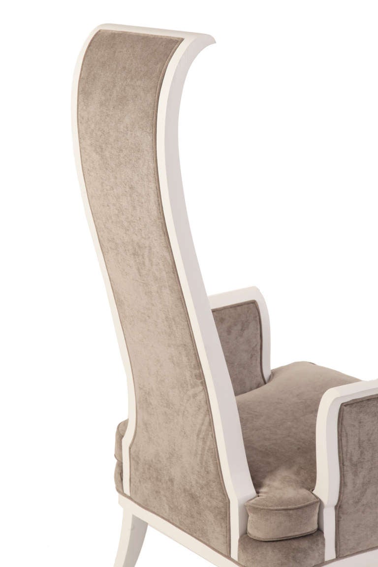 Mid-20th Century Elegant Sixties Italian Lounge Chair in Stone Gray Silk Chenille