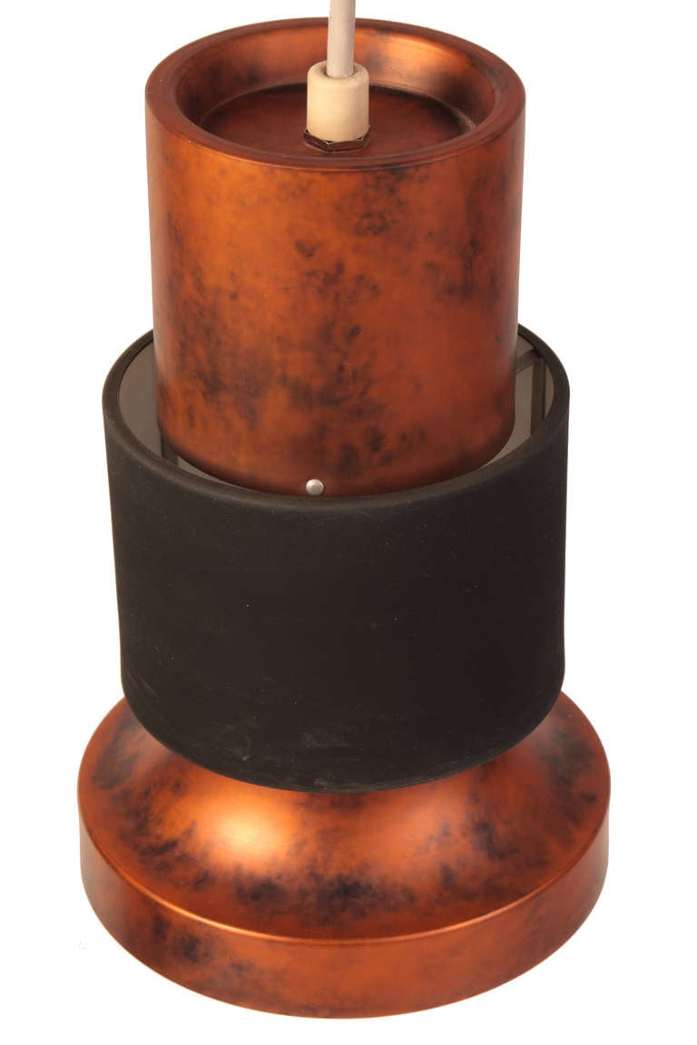 American Lightolier Patinated Copper & Metal Pendant Lights