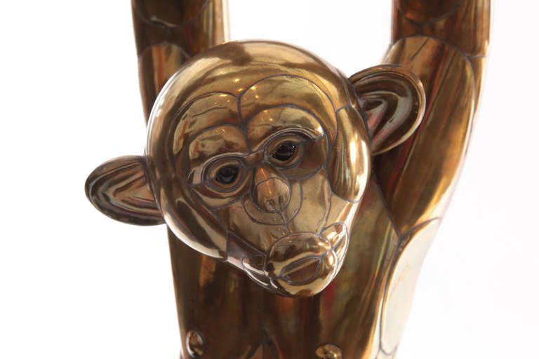 Mid-Century Modern Large Scale Brass Monkey by Sergio Bustamante