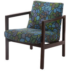 Rare Edward Wormley Mahogany Brass and Upholstered Armchair 4