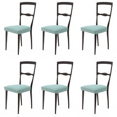 Six Ebonized Maple Italian Dining Chairs