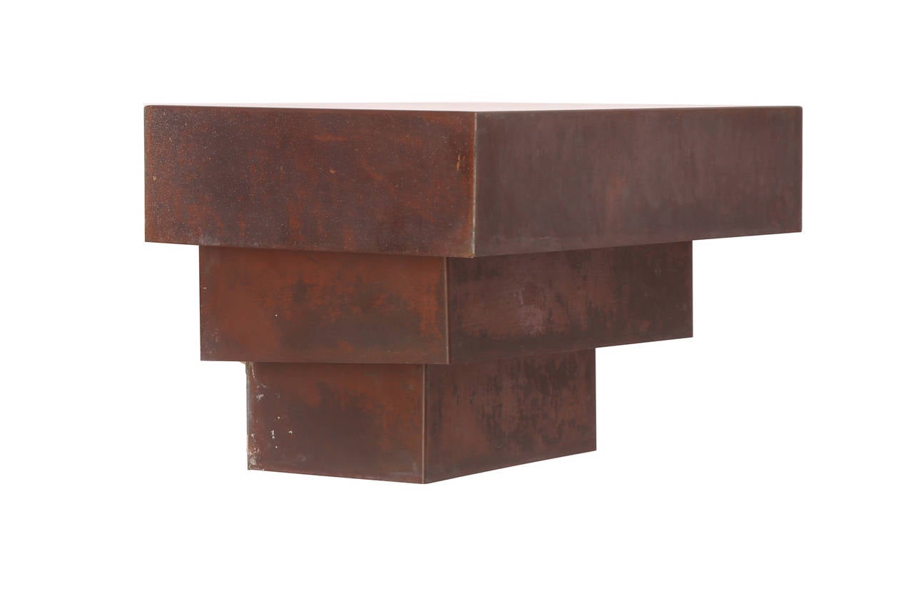 Pair of Patinated Stacked Copper Sconces 1