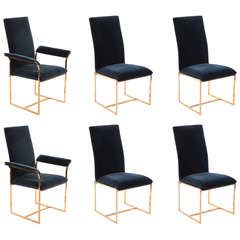 6 Milo Baughman Thayer Coggin Brass Dining Chairs