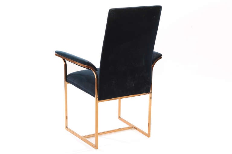 Velvet 6 Milo Baughman Thayer Coggin Brass Dining Chairs