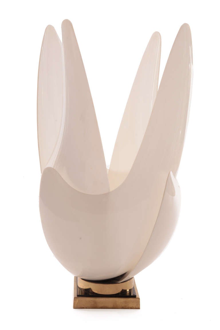 Large Scale Brass & Perspex Lamp by Rougier