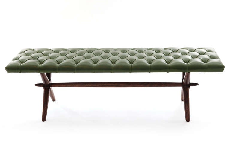 American Stunning Leather Bench by Gibbings for Widdicomb