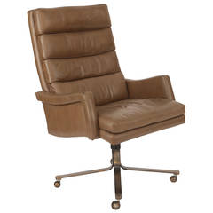 High Back Leather and Bronze Office Chair