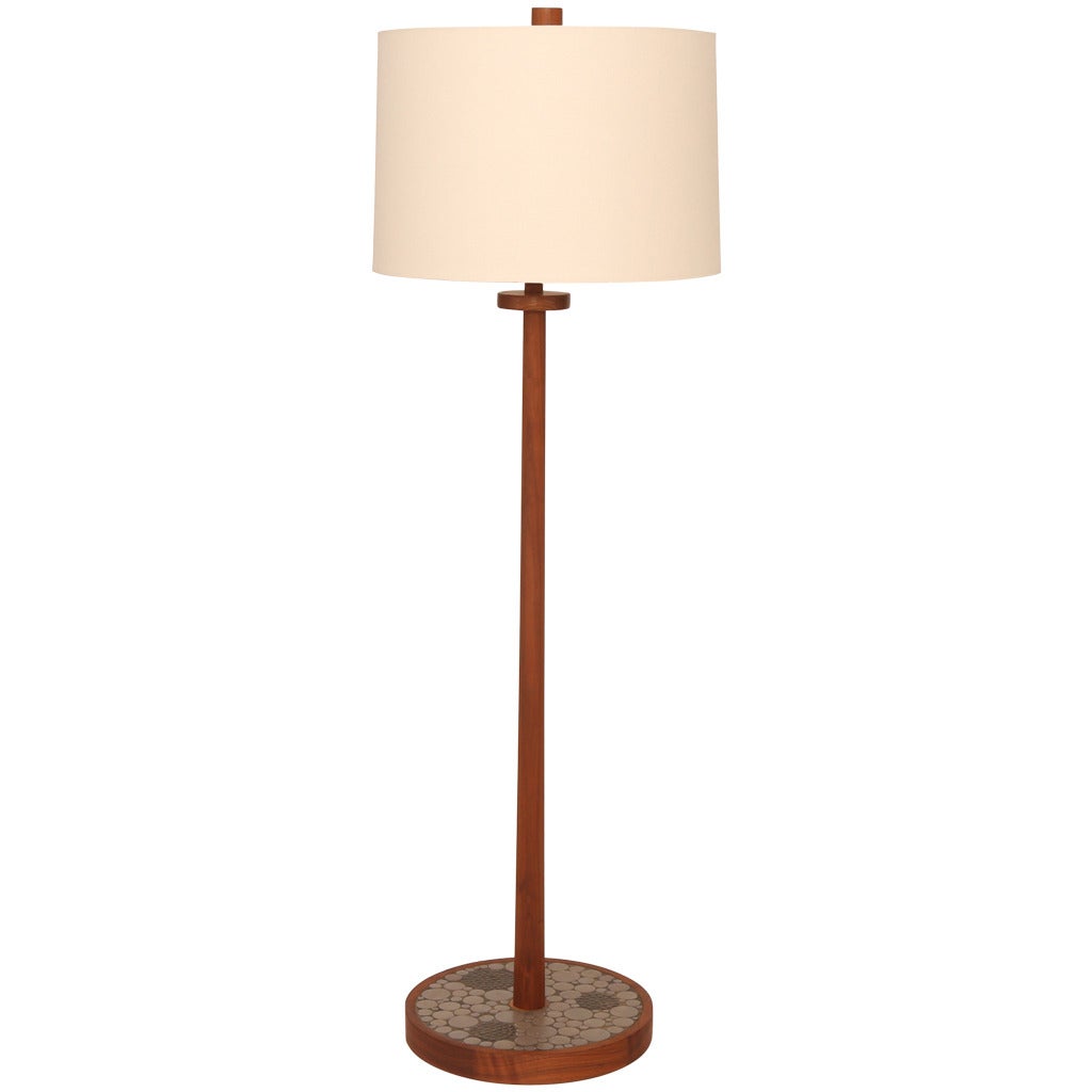 Elegant Teak and Ceramic Floor Lamp by Martz