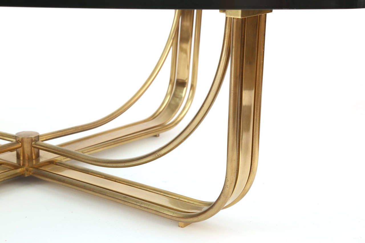 Mid-Century Modern Patinated Brass and Glass Cocktail Table by Mastercraft