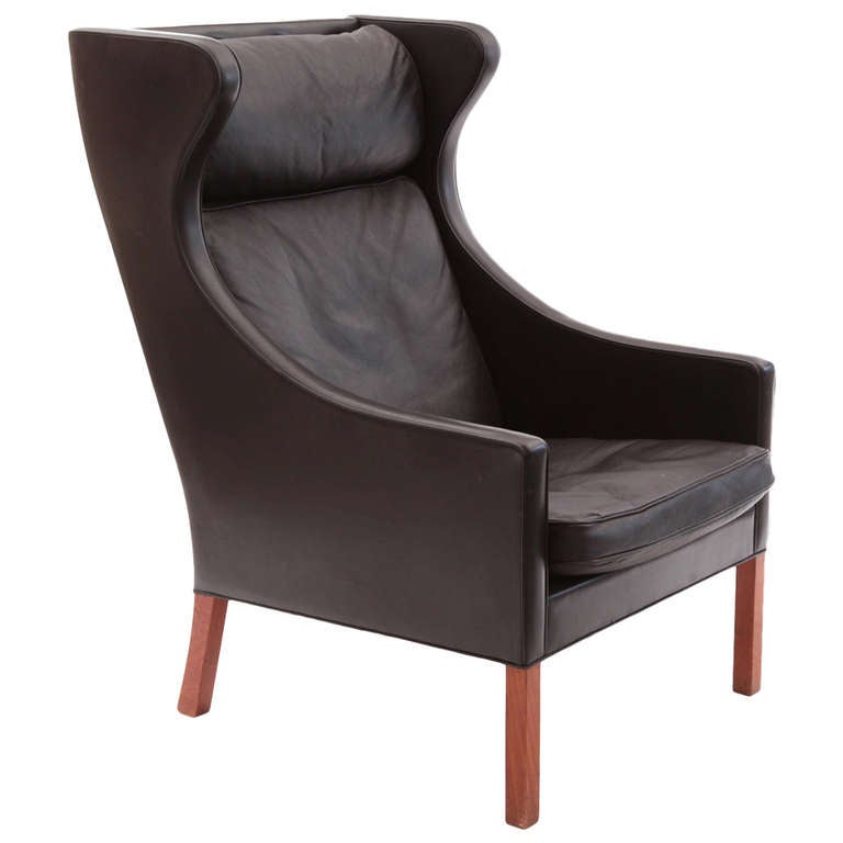 Early Borge Mogensen Leather Wing Back Chair