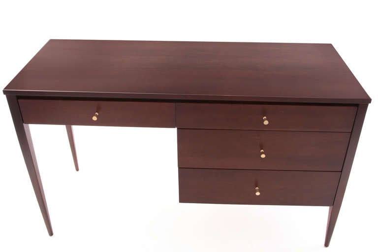 Paul McCobb Lacquered Maple and Brass Desk In Excellent Condition In Phoenix, AZ