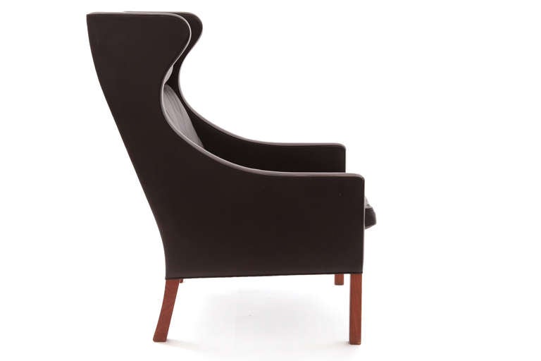 Danish Early Borge Mogensen Leather Wing Back Chair