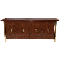 Burl Wood and Polished Brass Chest by Mastercraft