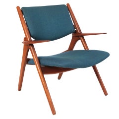 Sculptural Teak 
Upholstered Danish Arm Chair