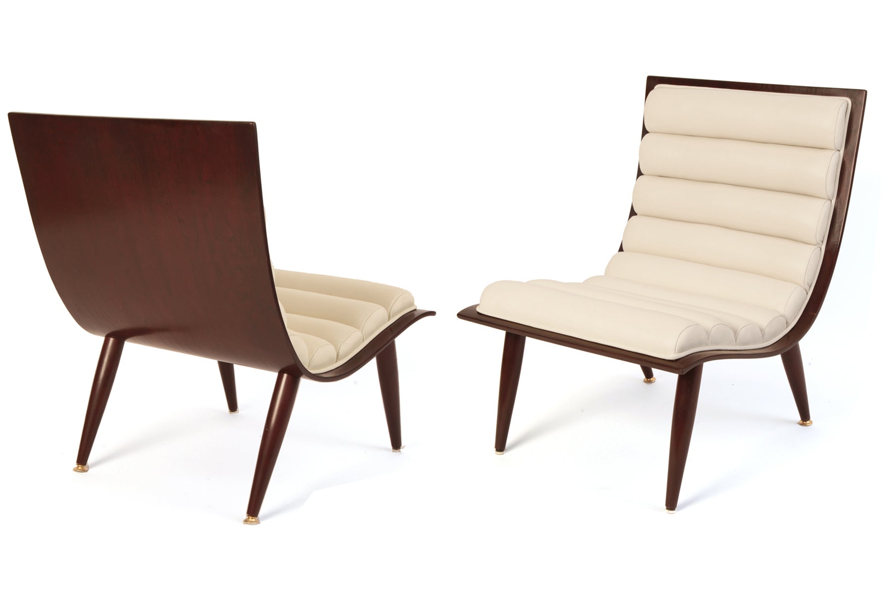 Elegant Bentwood & Rolled Leather Lounge Chairs