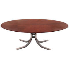 Vintage Osvaldo Borsani Walnut and Sculpted Steel Dining Table