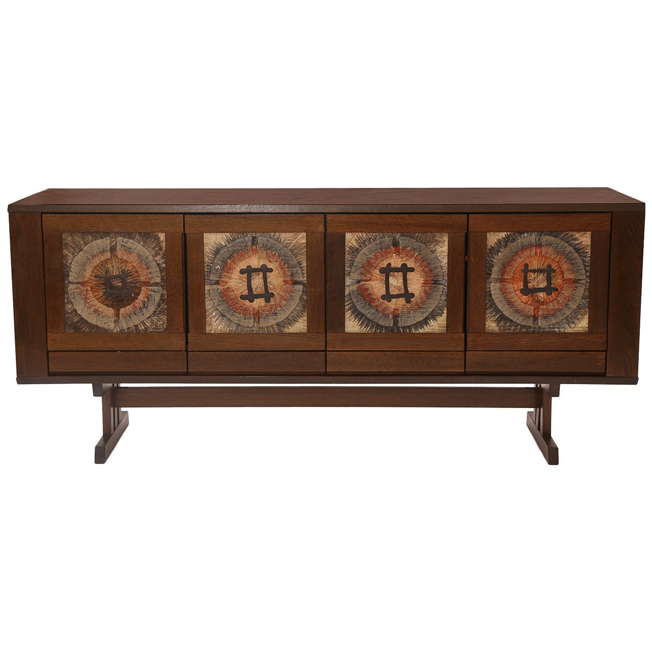 Elegant Oak and Tile Danish Sideboard