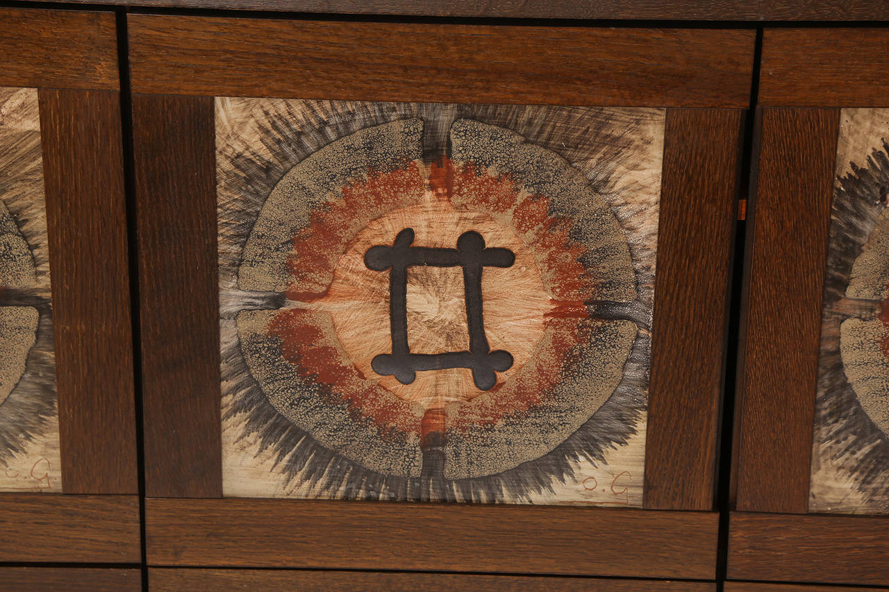 Elegant Oak and Tile Danish Sideboard