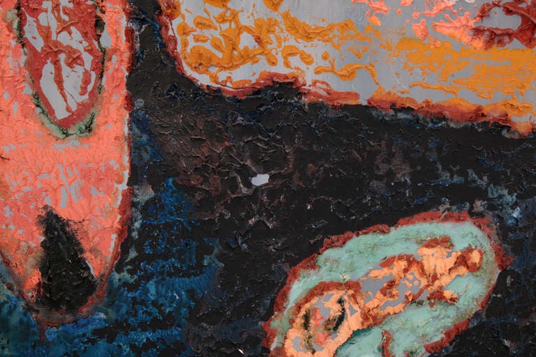 Mid-Century moderno Pittura ad olio astratta con texture degli anni '60 di Steven Sles in vendita